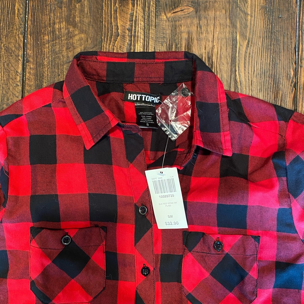 NWT Hot topic plaid skeleton spine top small - Picture 6 of 7